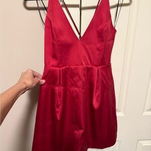 Topshop Red Mini Dress with V-Neck